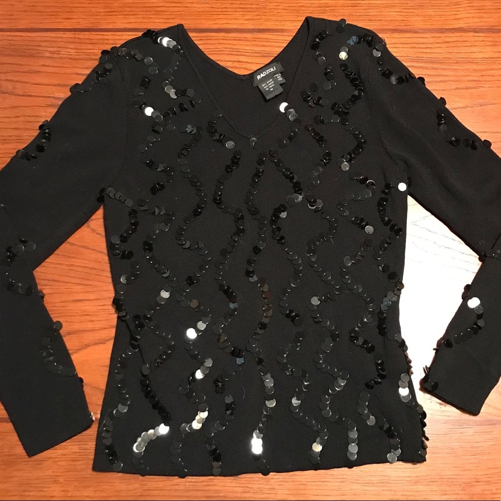 Black Sequin Radzoli Sweater